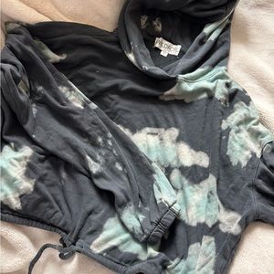 Wildfox Blue Tie Dye Cropped Hoodie